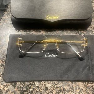 Cartier Gold Men's Rimless Metal Glasses